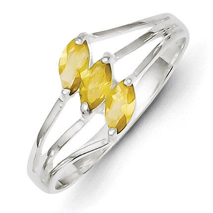 Sterling Silver Yellow 3-stone Marquise Diamond Ring QR4344-6