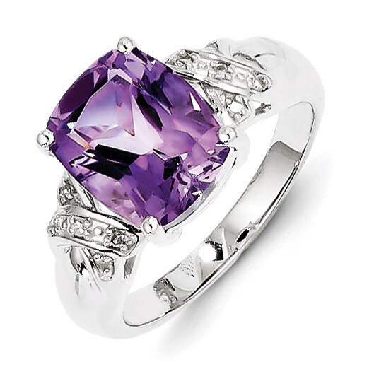 Sterling Silver Diamond and Amethyst Ring QR4586AM-7