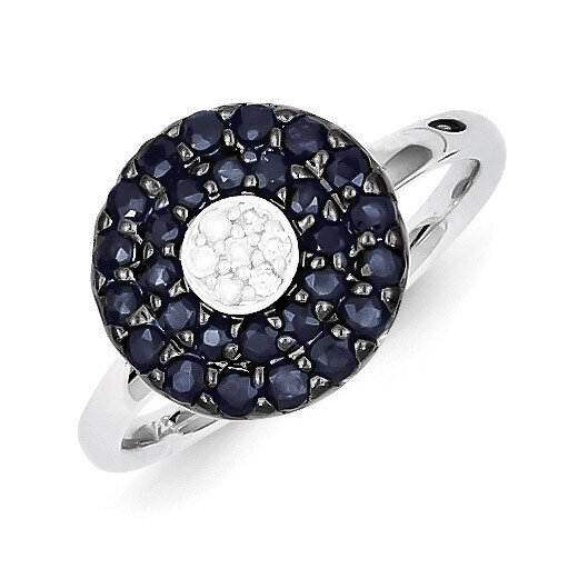 Sterling Silver Diamond &amp; Sapphire Circle Ring QR5130S-7