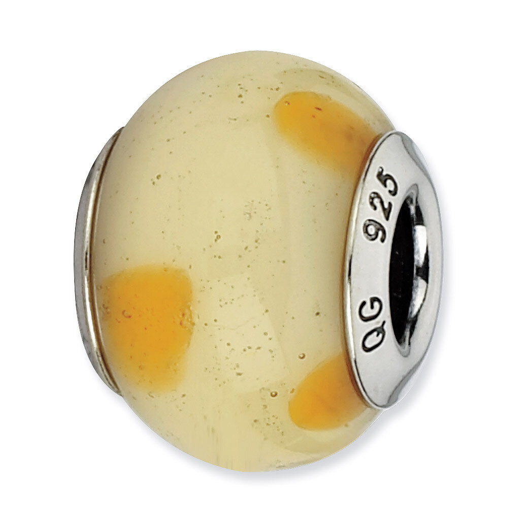 Sterling Silver Reflections Cream with Dots Italian Murano Bead QRS2118