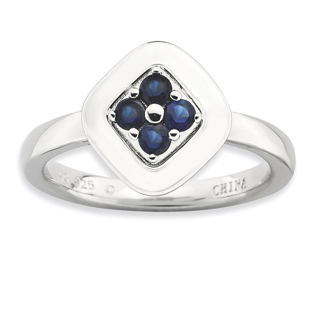 Sterling Silver Polished Created Sapphire Ring QSK578-5