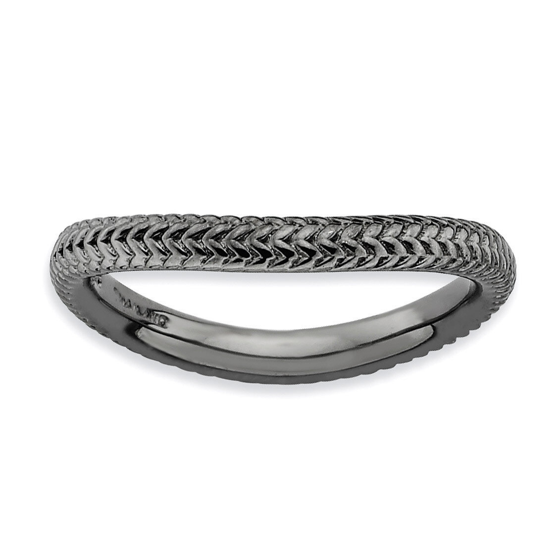 Sterling Silver Polished Black-plate Wave Ring QSK689-8