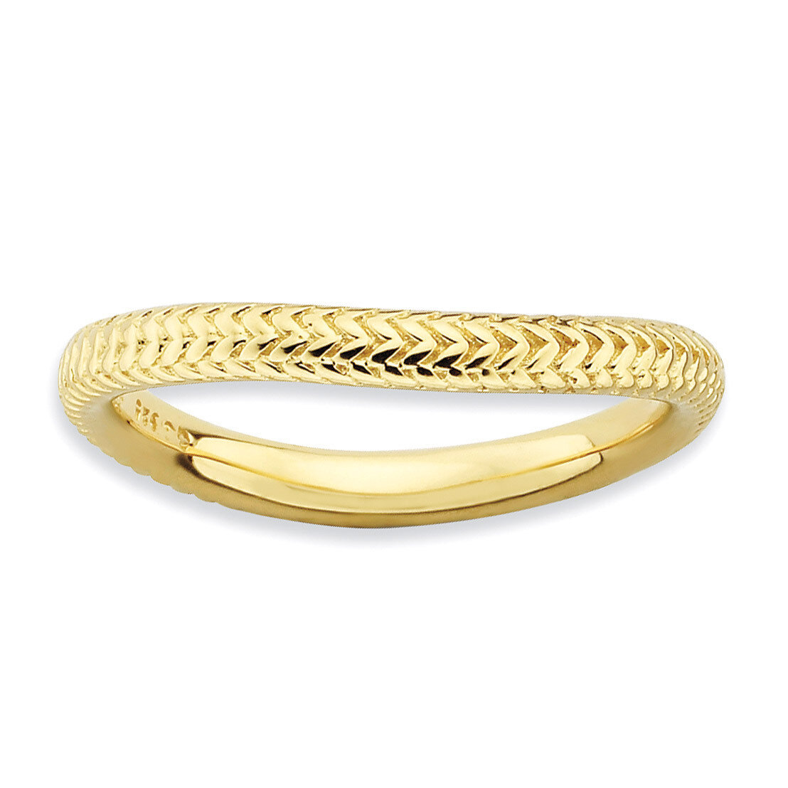 Sterling Silver Polished Gold-plate Wave Ring QSK691-8