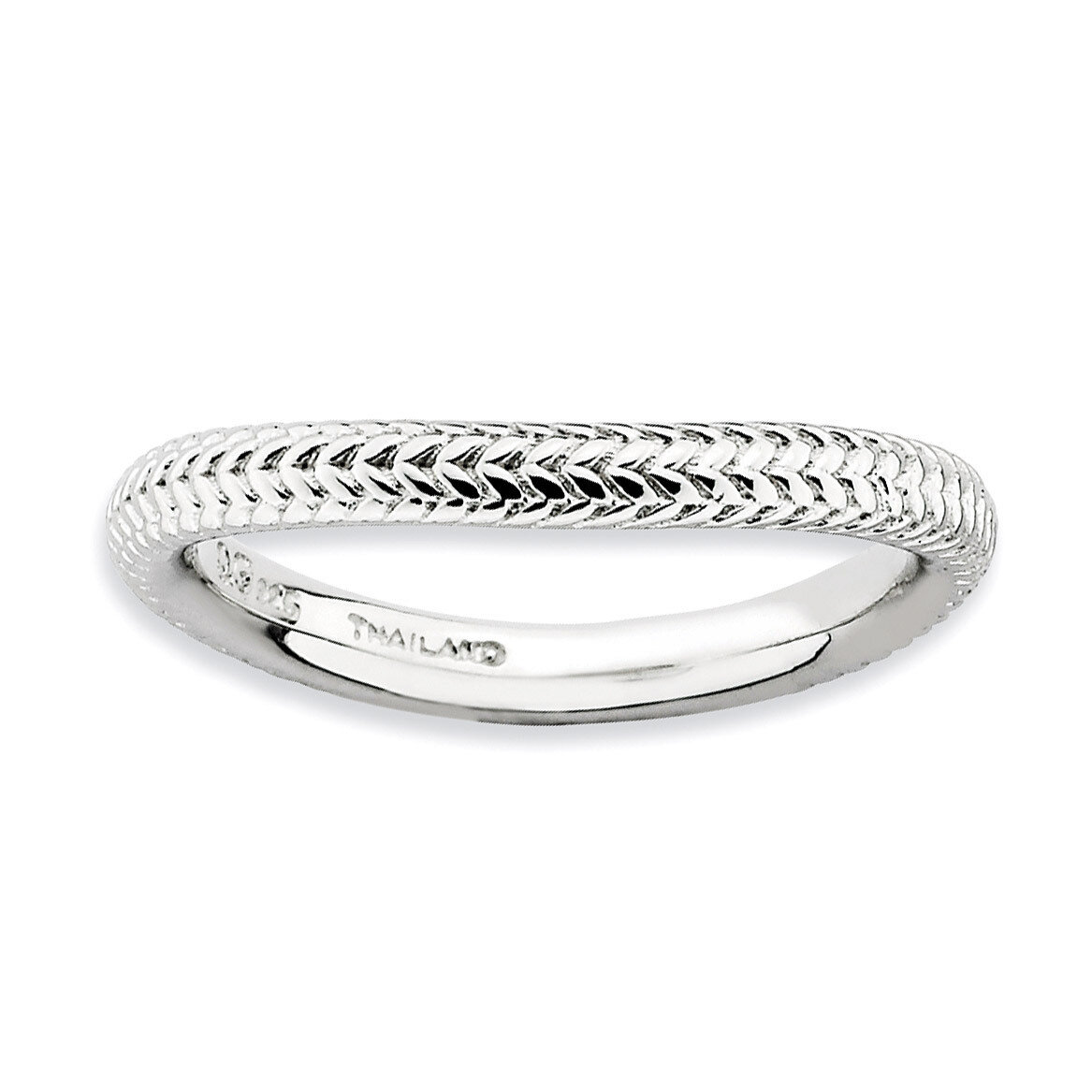 Sterling Silver Polished Rhodium-plate Wave Ring QSK692-5