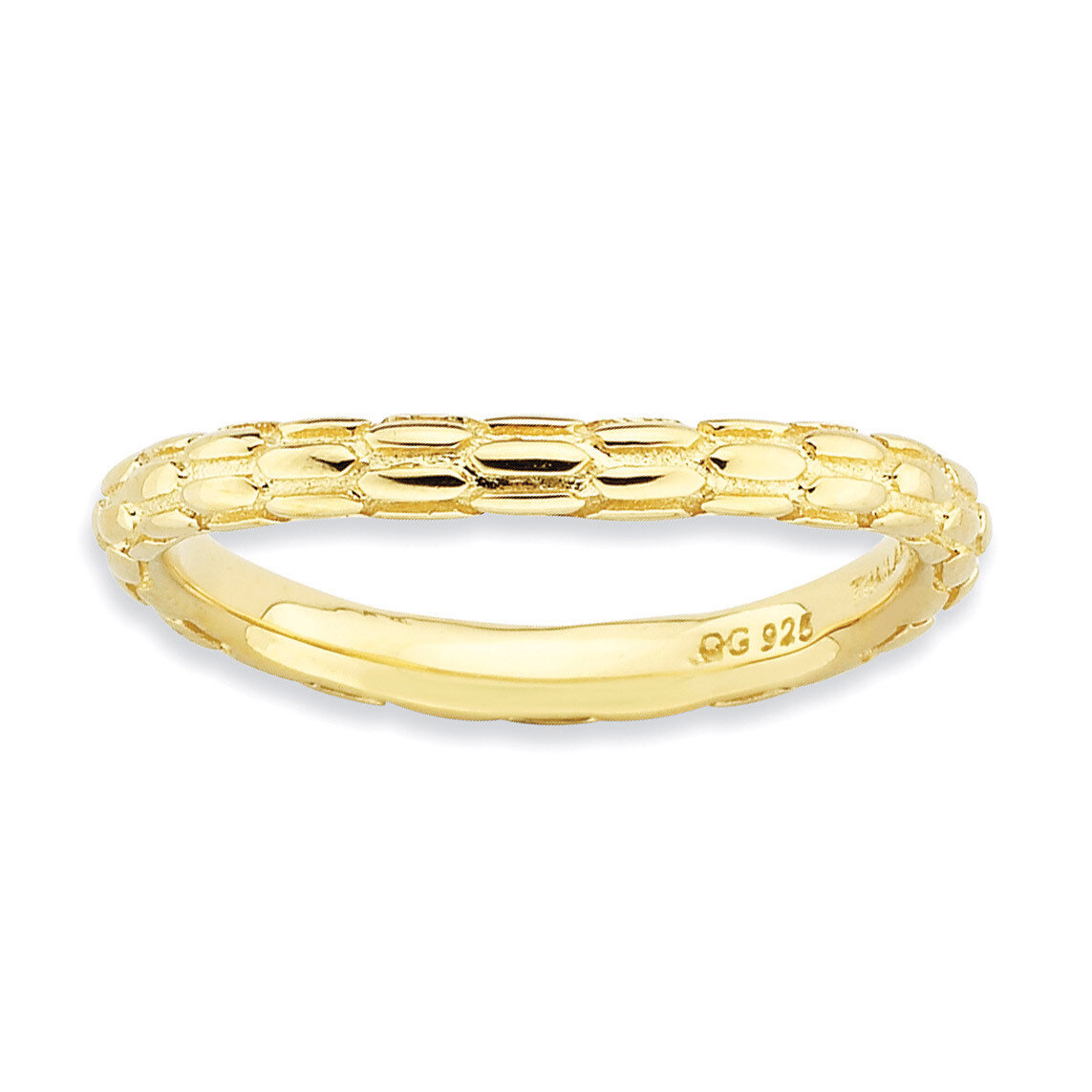Sterling Silver Polished Gold-plate Wave Ring QSK697-10