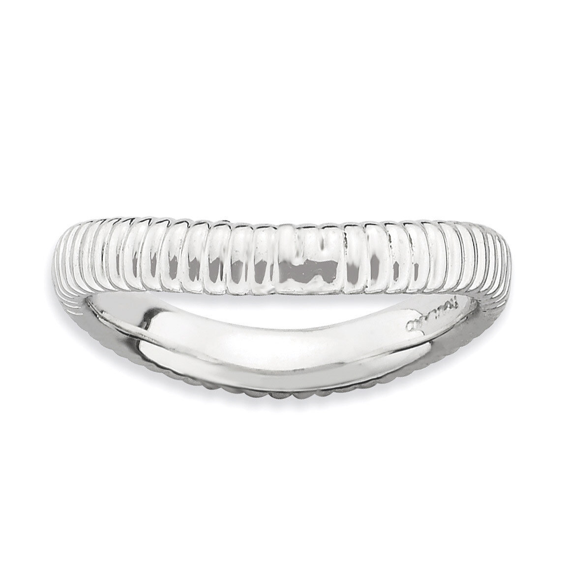 Sterling Silver Polished Rhodium-plate Wave Ring QSK706-5