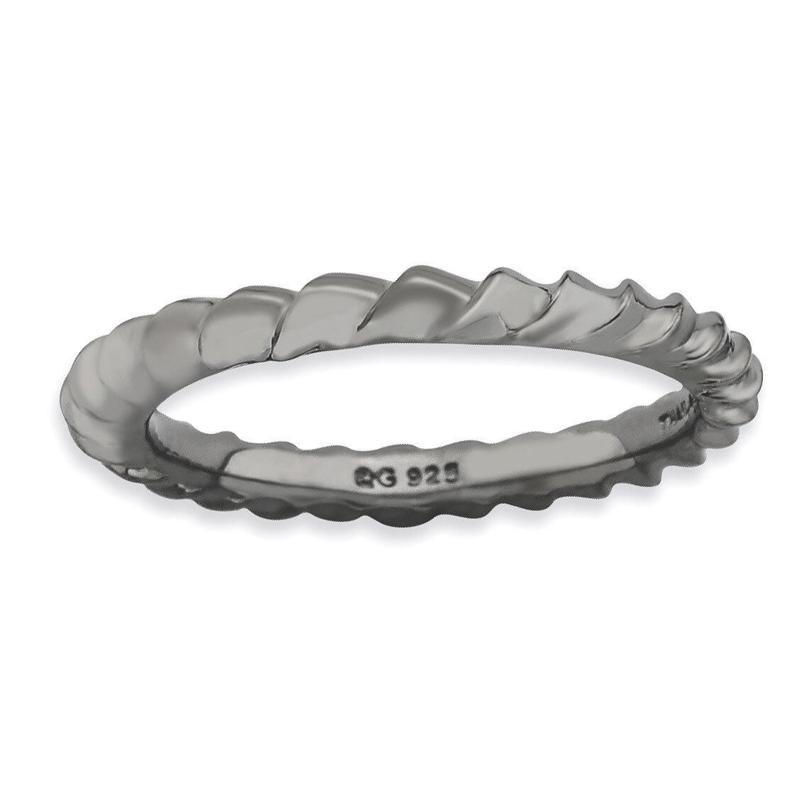 Sterling Silver Black-plated Domed Ring QSK897-6