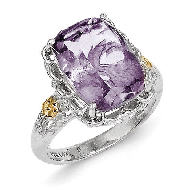 Sterling Silver with 14k Gold Pink Quartz Ring QTC810-7