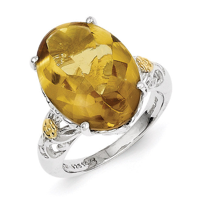 Sterling Silver with 14k Gold Whiskey Quartz Ring QTC821-8