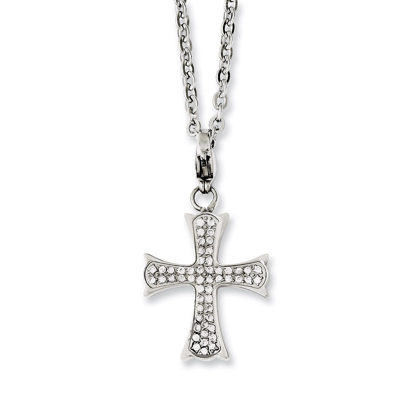 Stainless Steel Diamond Cross Necklace SRN1152-18