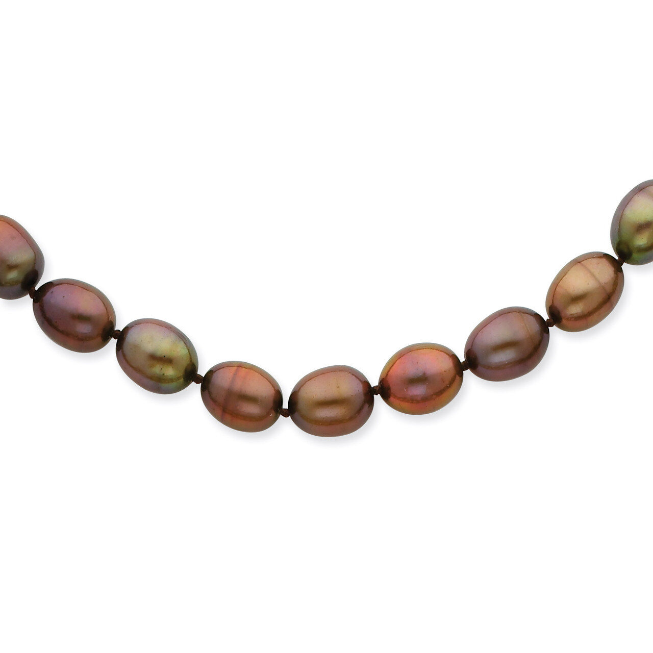 14k Gold 8-9mm Coffee Brown Fresh Water Cultured Pearl Necklace XF433-18
