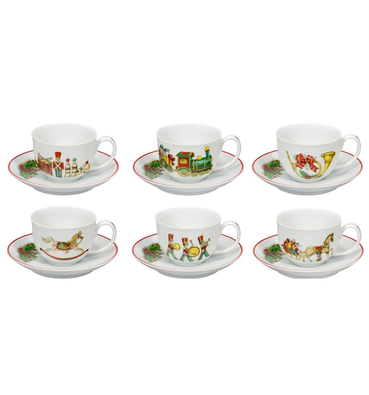 Vista Alegre Christmas Magic Set of 6 Coffee Cups &amp; Saucers, MPN: PF057835,