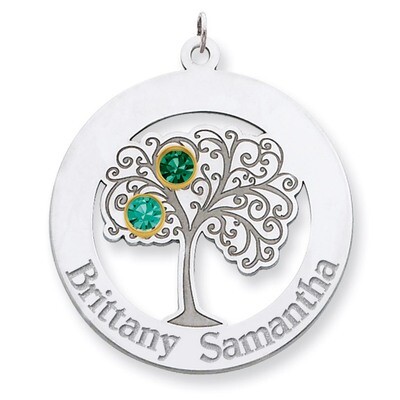 2 Birthstones Bezel Family Crystal Pendant Sterling Silver &amp; 14k Gold QMP10/2G, MPN: QMP10/2G, 8839…