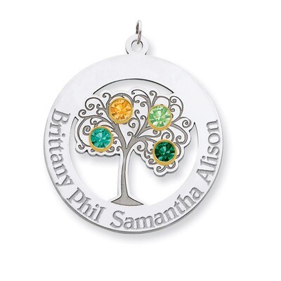 4 Birthstones Bezel Family Crystal Pendant Sterling Silver &amp; 14k Gold QMP10/4G, MPN: QMP10/4G, 8839…