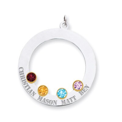 4 Birthstones Bezel Family Crystal Pendant Sterling Silver &amp; 14k Gold QMP11/4G, MPN: QMP11/4G, 8839…