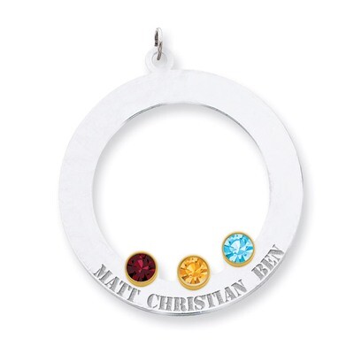 3 Birthstones Bezel Family Crystal Pendant Sterling Silver &amp; 14k Gold QMP11/3G, MPN: QMP11/3G, 8839…