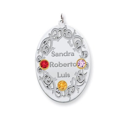 3 Birthstones Bezel Family Crystal Pendant Sterling Silver &amp; 14k Gold QMP12/3G, MPN: QMP12/3G, 8839…