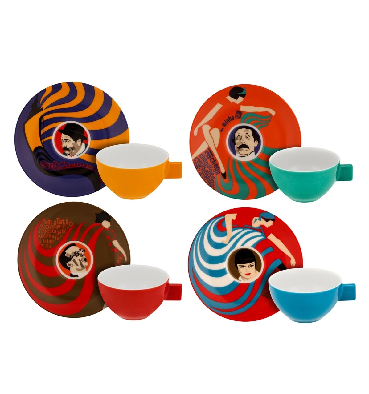 Vista Alegre Cinema Set of 4 Coffee Cups &amp; Saucers with Gift Box, MPN: 21117011,