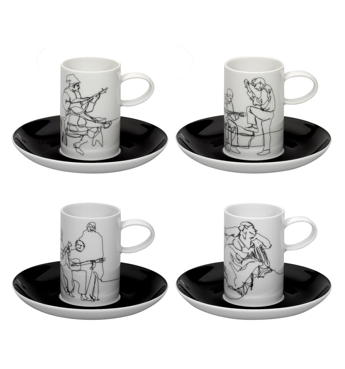 Vista Alegre Fado Set of 4 Coffee Cups &amp; Saucers, MPN: 21104176,