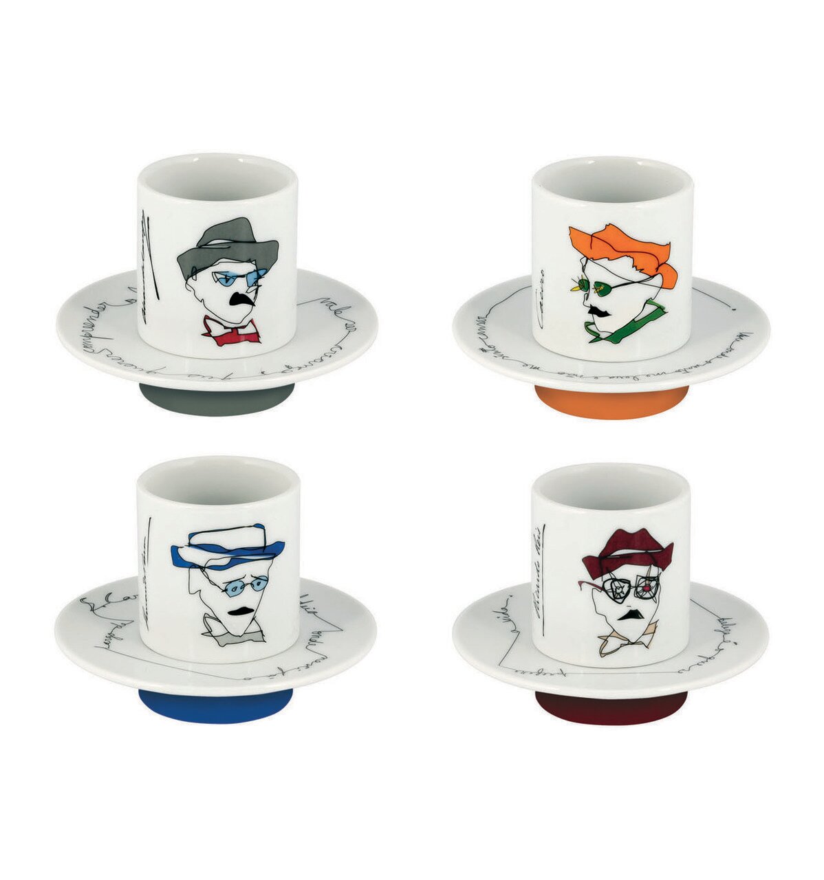 Vista Alegre Heteronimos Set of 4 Coffee Cups & Saucers