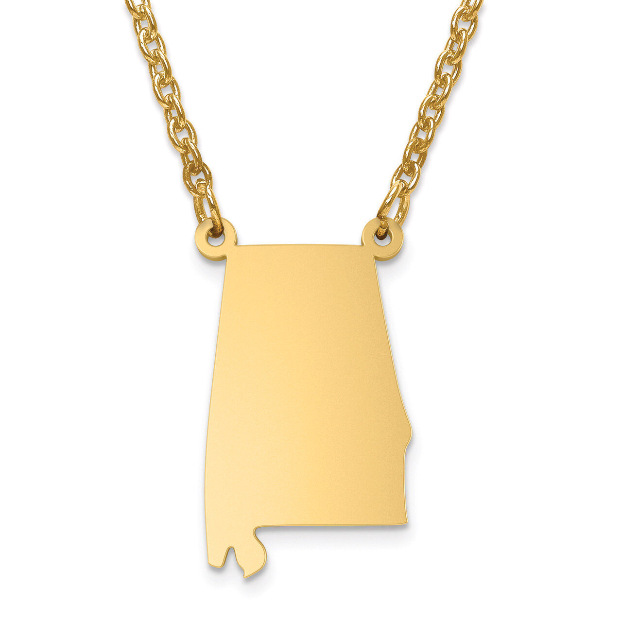 Alabama State Pendant with Chain Engravable Gold-plated on Sterling Silver