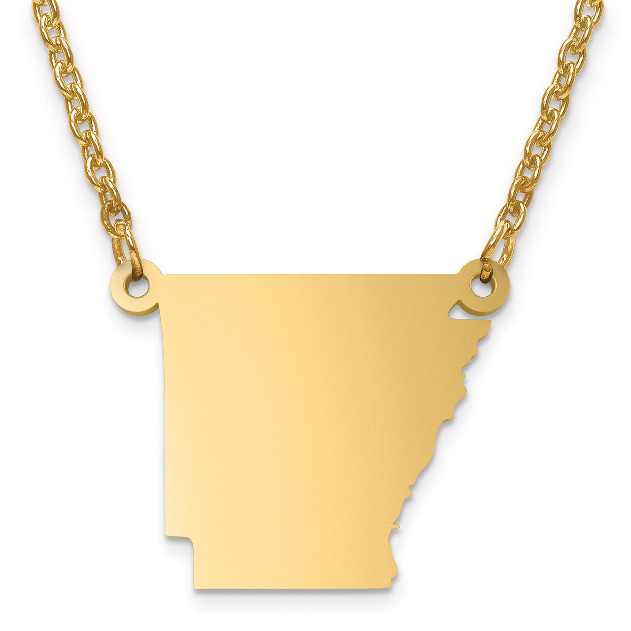 Arkansas State Pendant with Chain Engravable Gold-plated on Sterling Silver