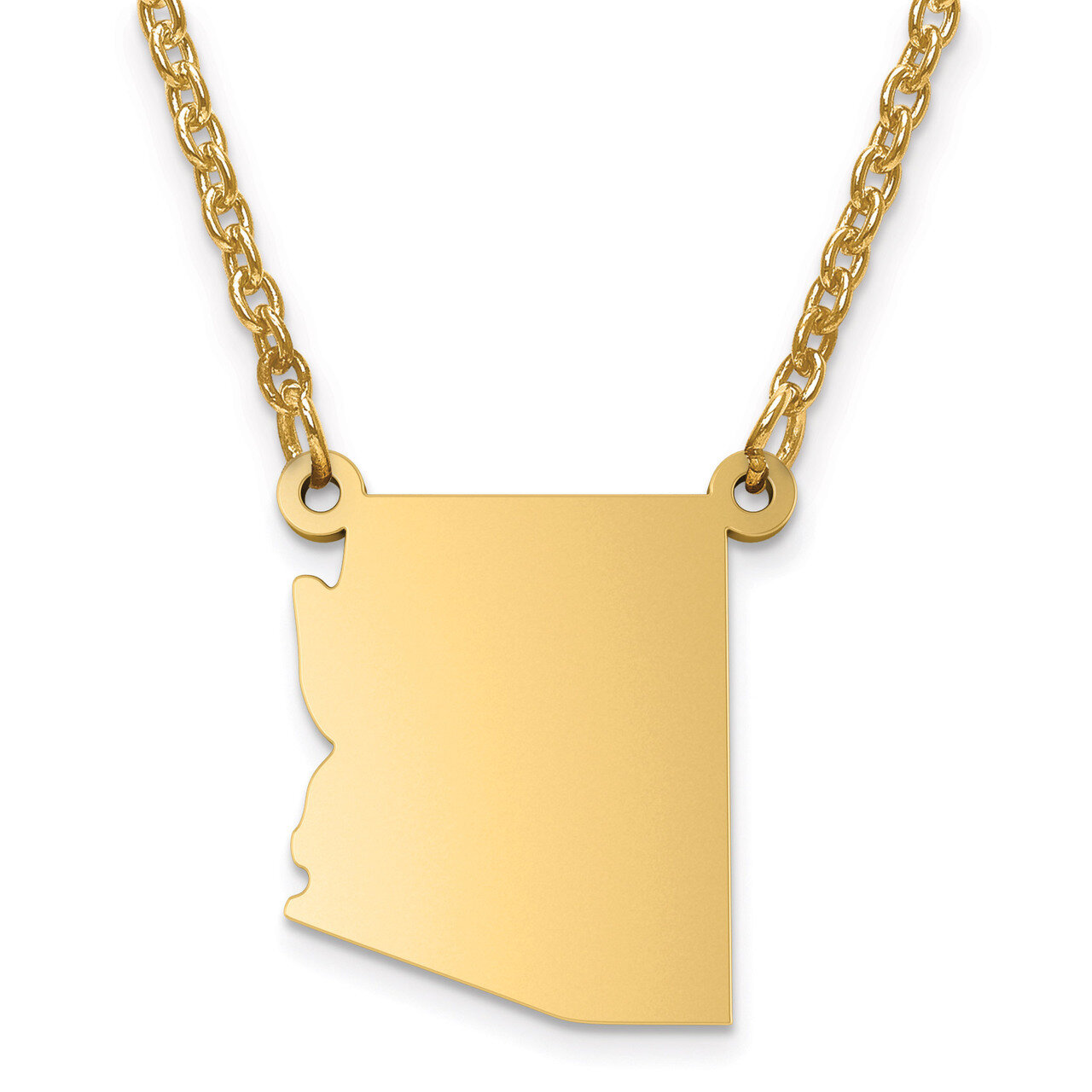 Arizona State Pendant with Chain Engravable Gold-plated on Sterling Silver