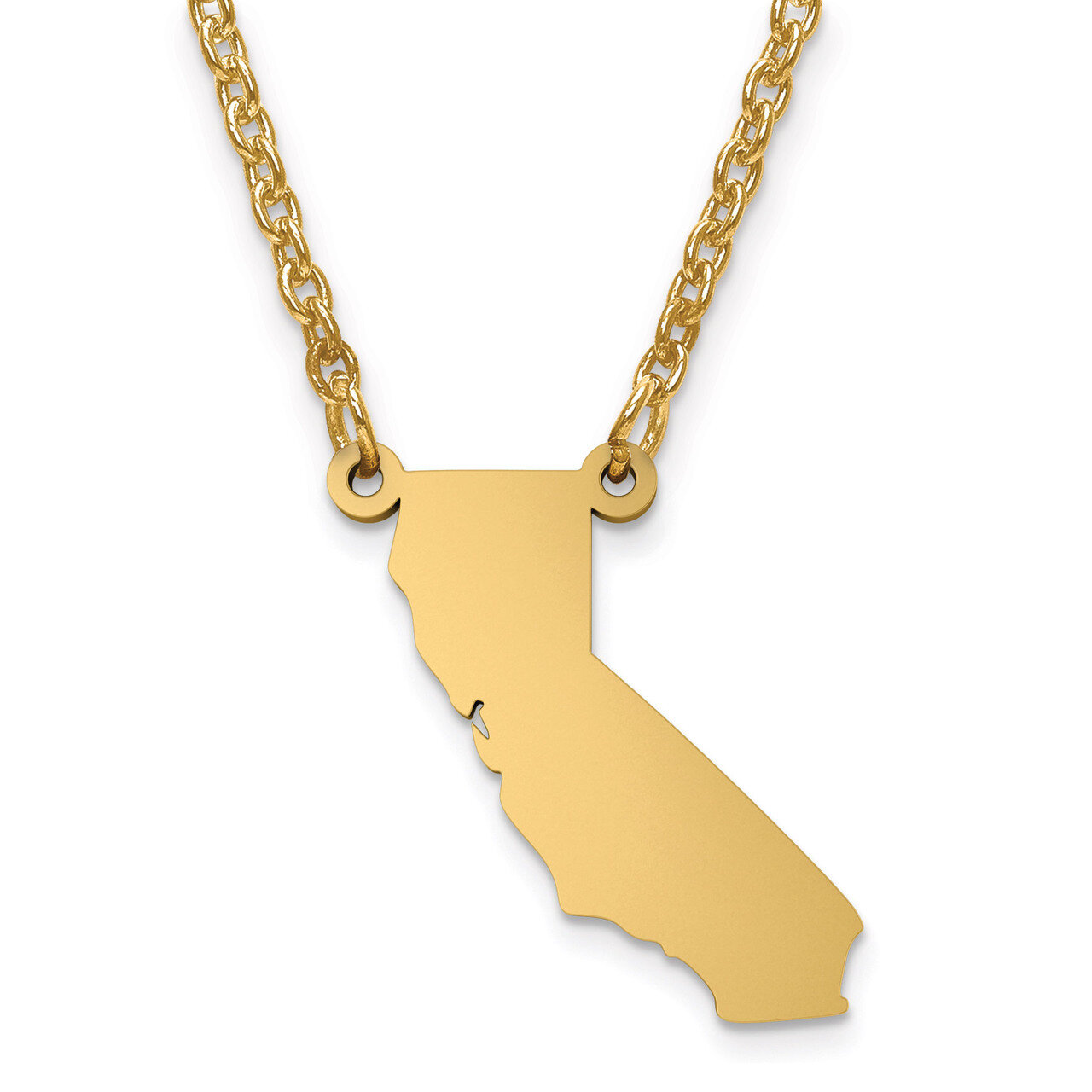 California State Pendant with Chain Engravable Gold-plated on Sterling Silver