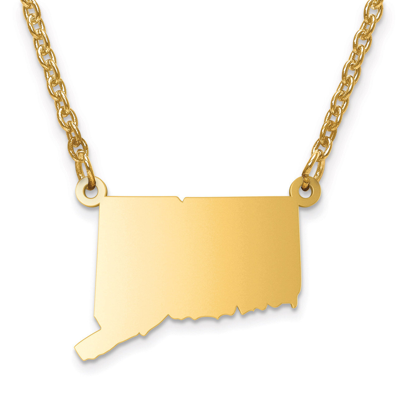 Connecticut State Pendant with Chain Engravable Gold-plated on Sterling Silver