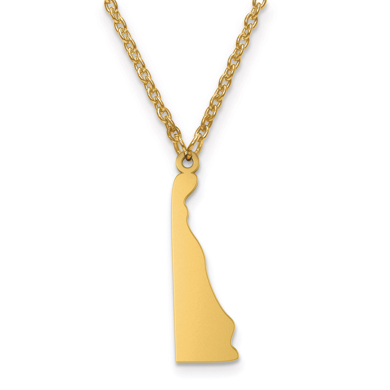 Delaware State Pendant with Chain Engravable Gold-plated on Sterling Silver