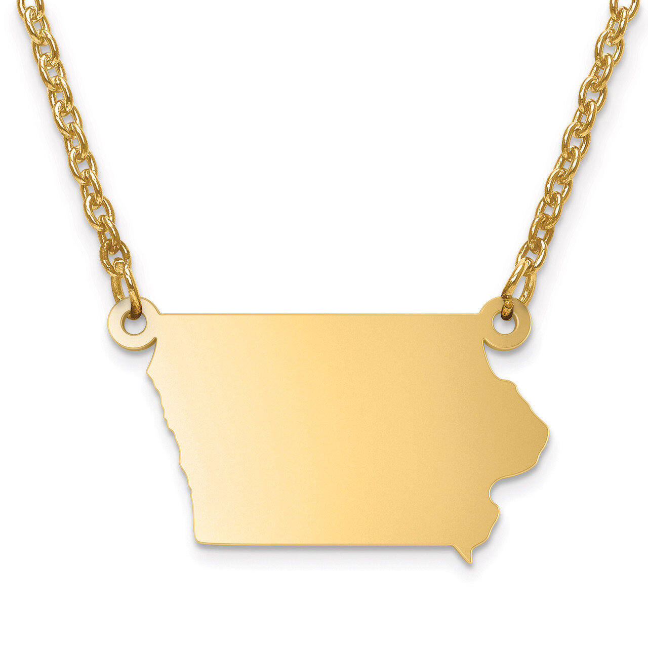 Iowa State Pendant with Chain Engravable Gold-plated on Sterling Silver