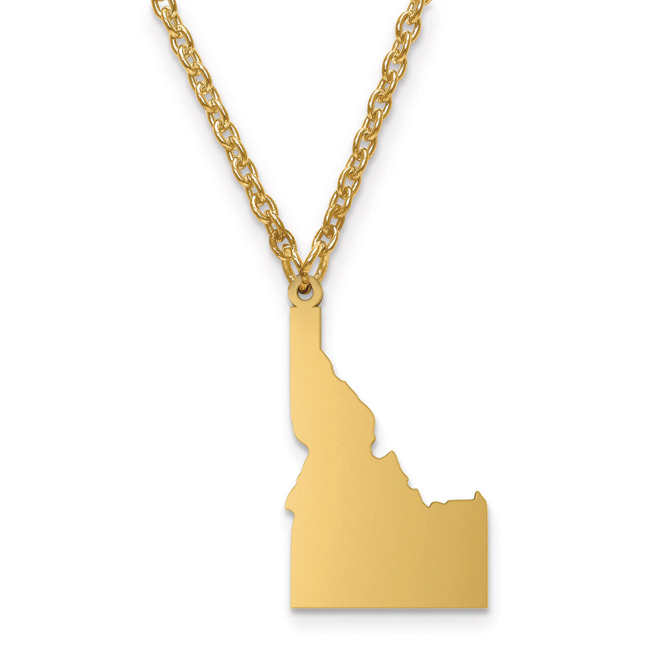 Idaho State Pendant with Chain Engravable Gold-plated on Sterling Silver
