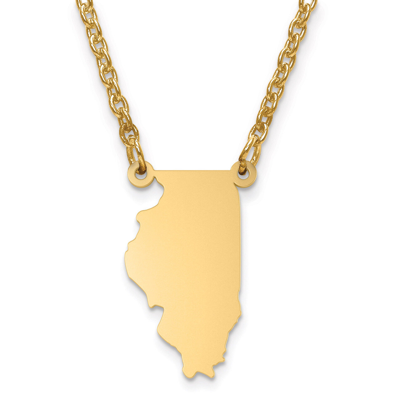 Illinois State Pendant with Chain Engravable Gold-plated on Sterling Silver