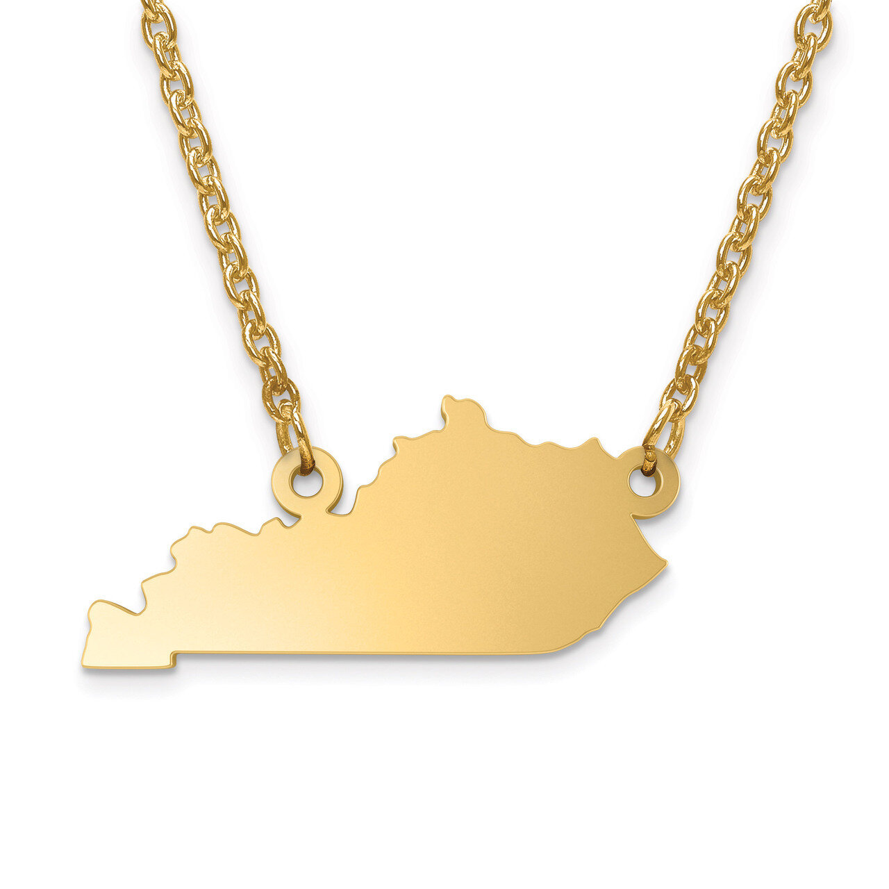 Kentucky State Pendant with Chain Engravable Gold-plated on Sterling Silver