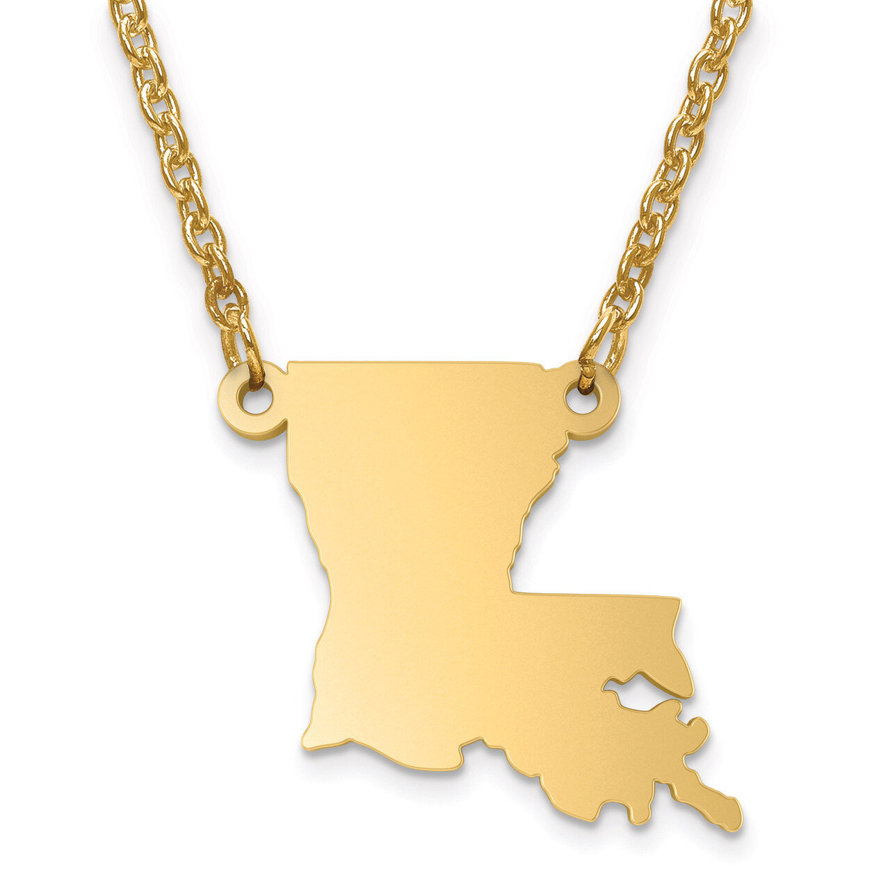 Louisiana State Pendant with Chain Engravable Gold-plated on Sterling Silver