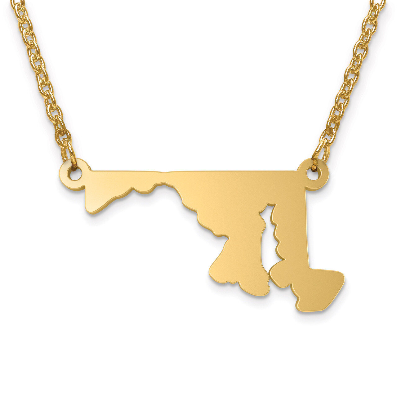 Maryland State Pendant with Chain Engravable Gold-plated on Sterling Silver