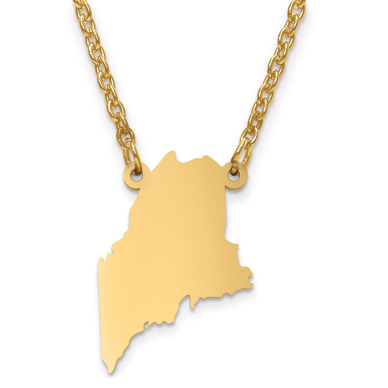 Maine State Pendant with Chain Engravable Gold-plated on Sterling Silver, MPN: XNA706GP-ME, 8867745…