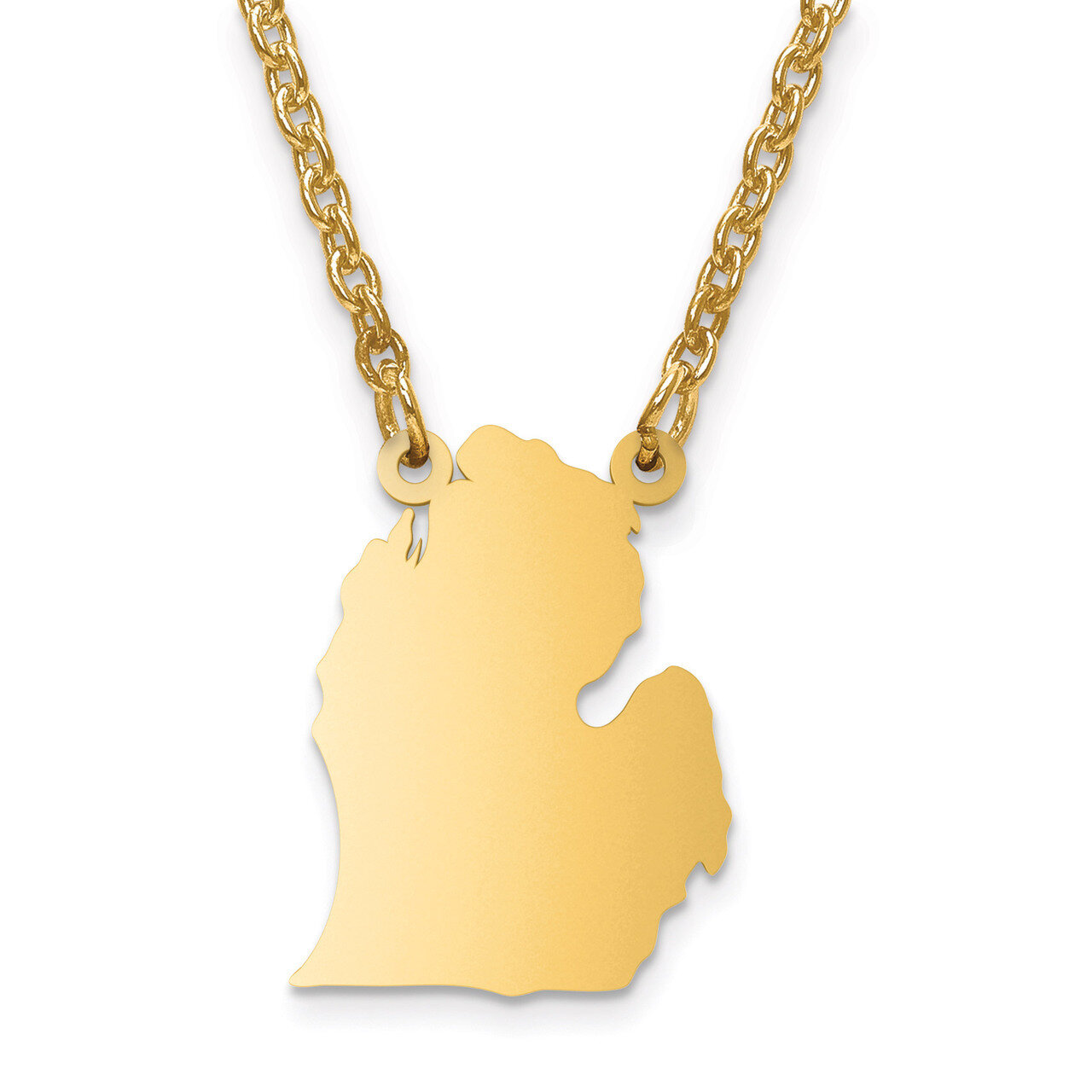 Michigan State Pendant with Chain Engravable Gold-plated on Sterling Silver