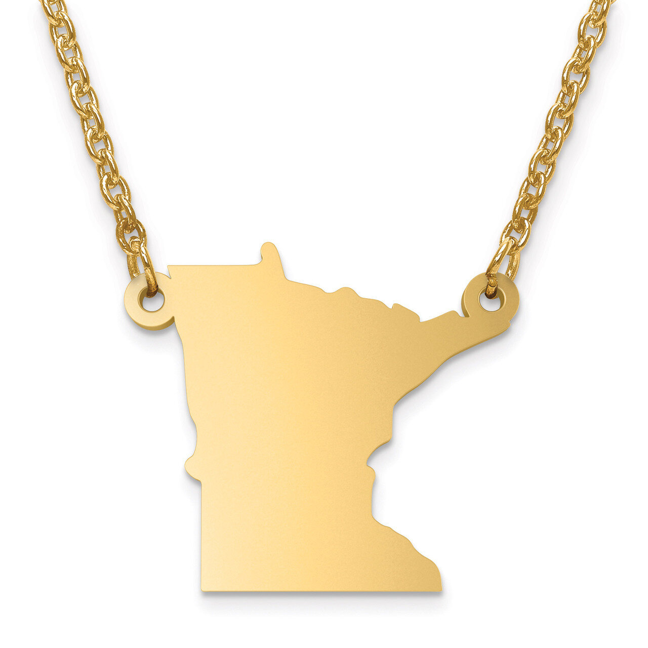 Minnesota State Pendant with Chain Engravable Gold-plated on Sterling Silver