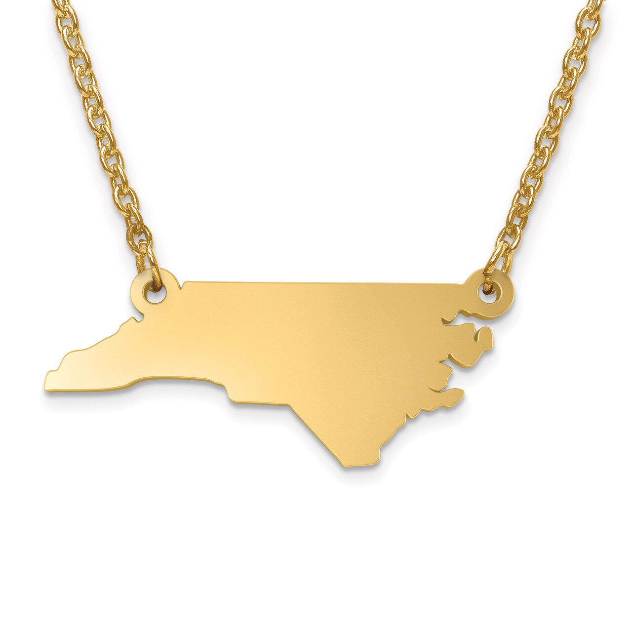 North Carolina State Pendant with Chain Engravable Gold-plated on Sterling Silver, MPN: XNA706GP-NC…