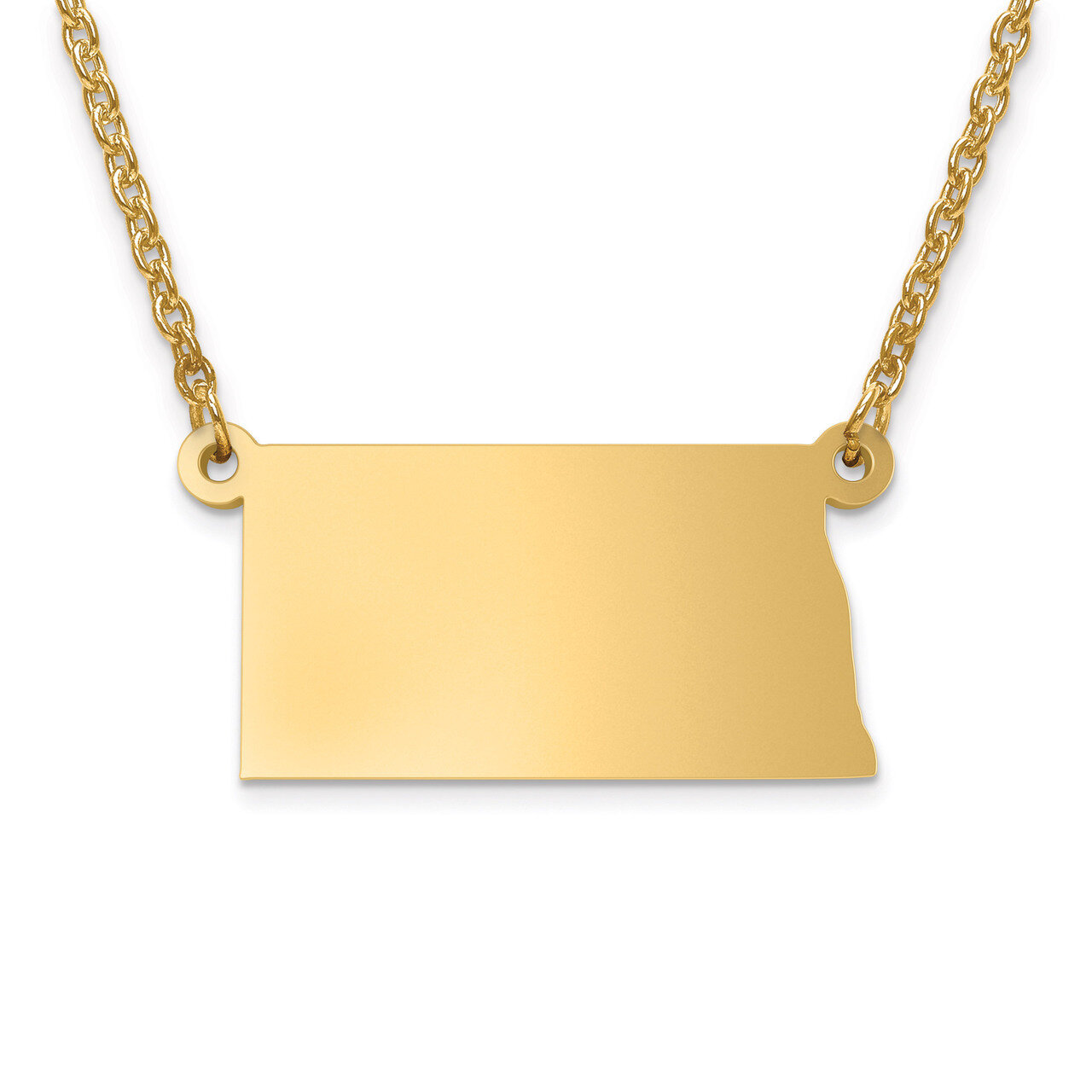 North Dakota State Pendant with Chain Engravable Gold-plated on Sterling Silver