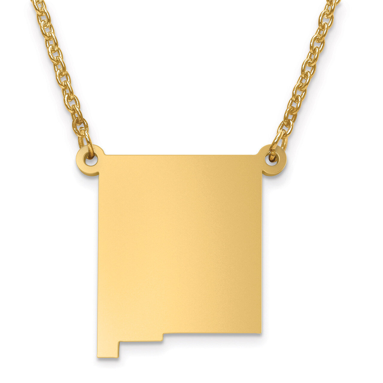 New Mexico State Pendant with Chain Engravable Gold-plated on Sterling Silver