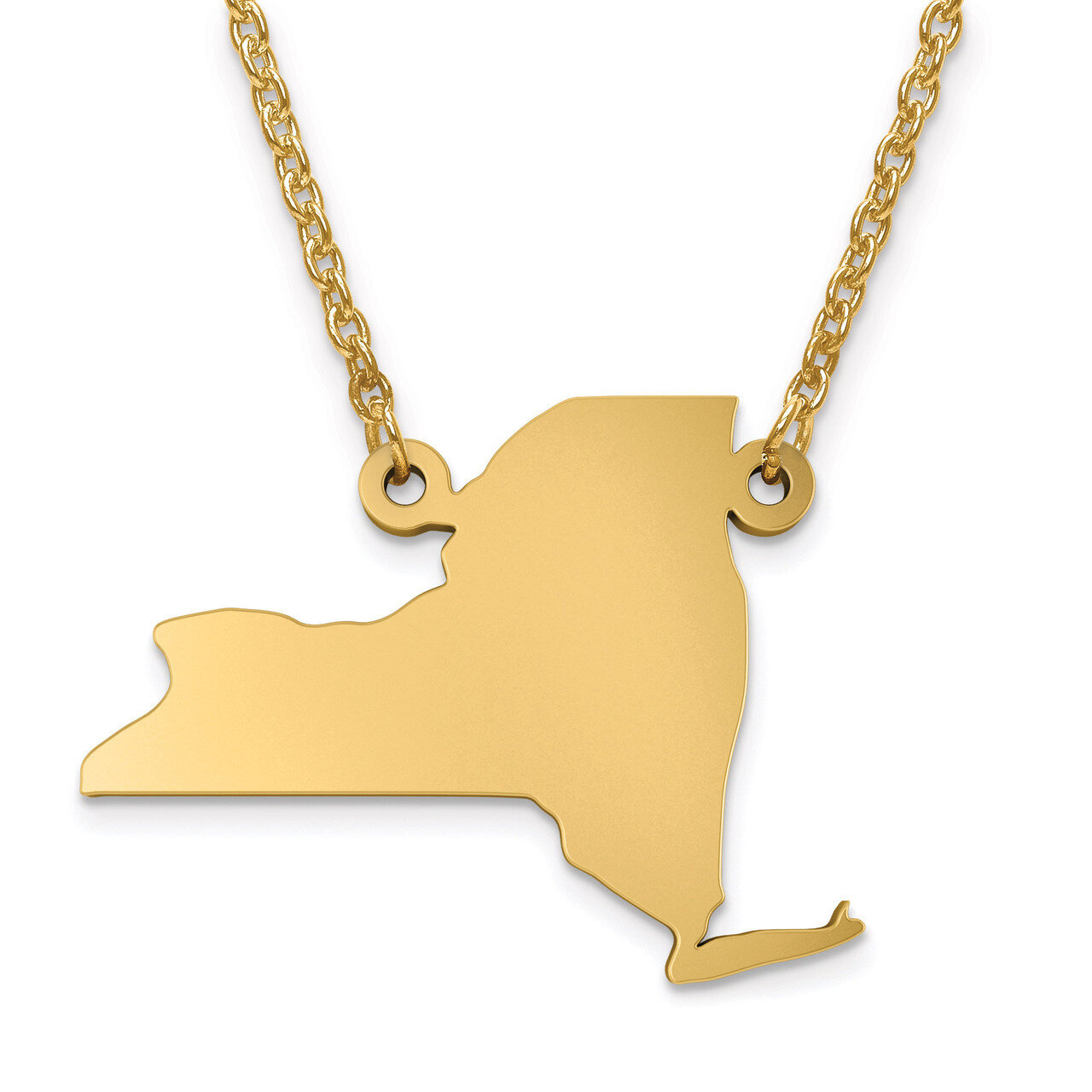 New York State Pendant with Chain Engravable Gold-plated on Sterling Silver