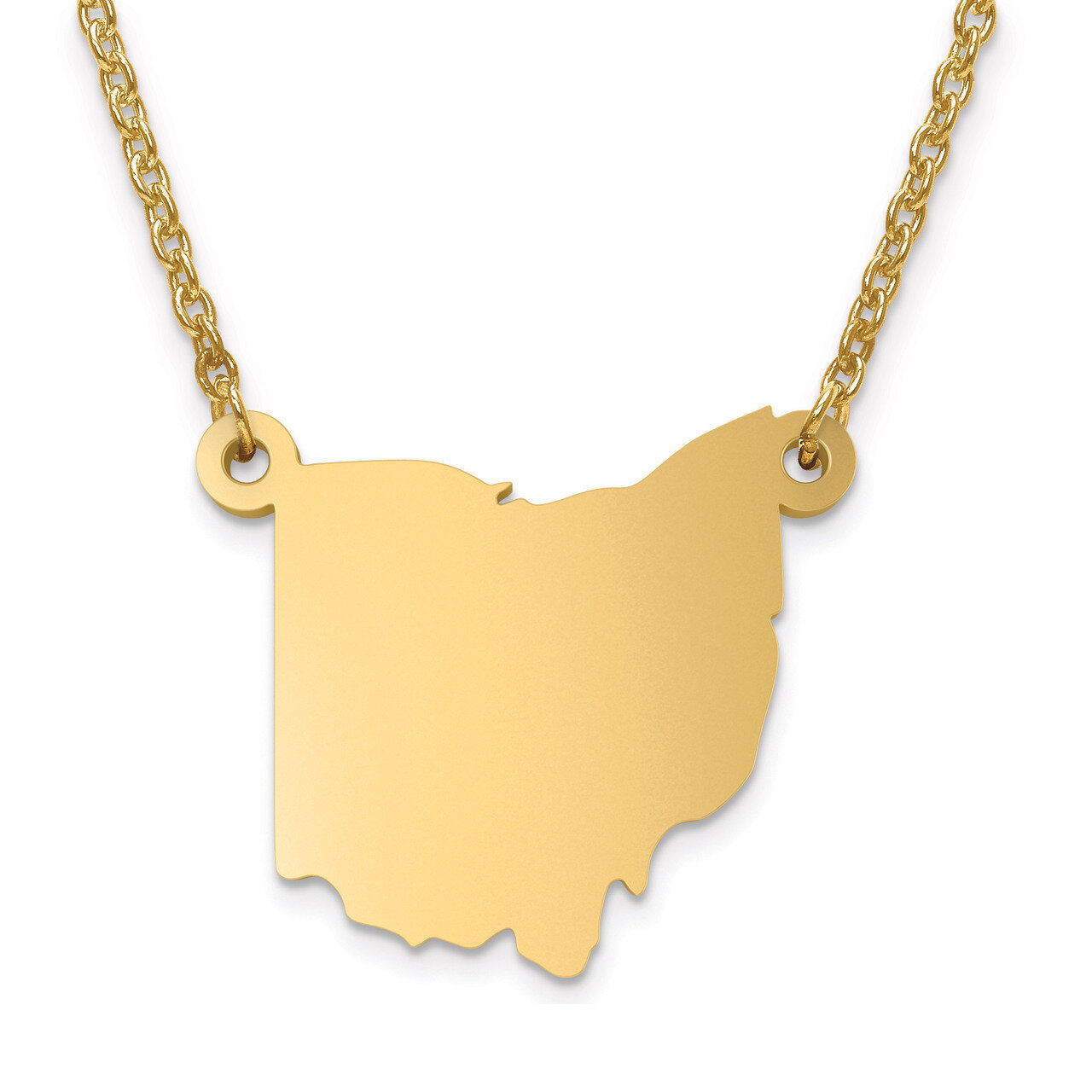 Ohio State Pendant with Chain Engravable Gold-plated on Sterling Silver