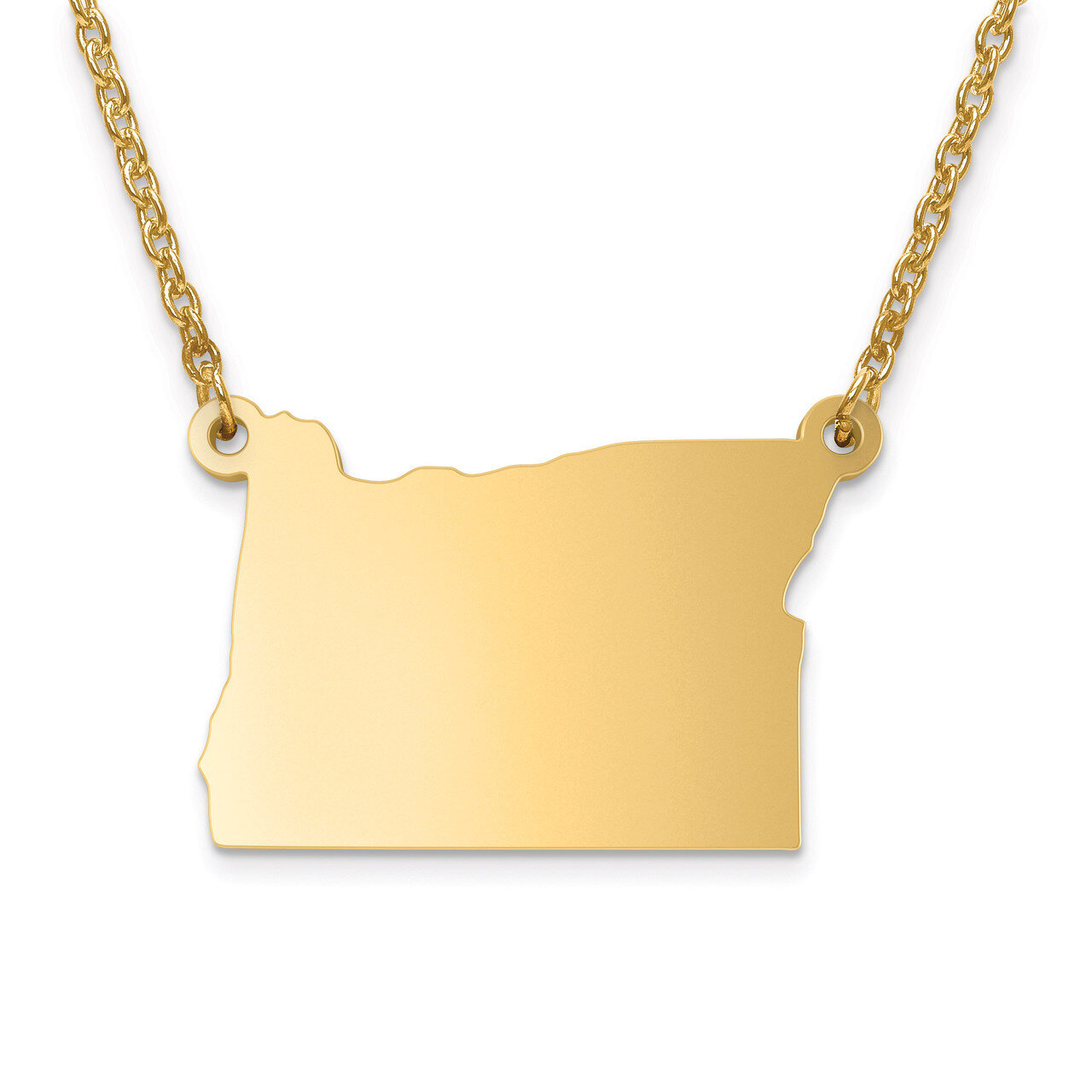 Oregon State Pendant with Chain Engravable Gold-plated on Sterling Silver