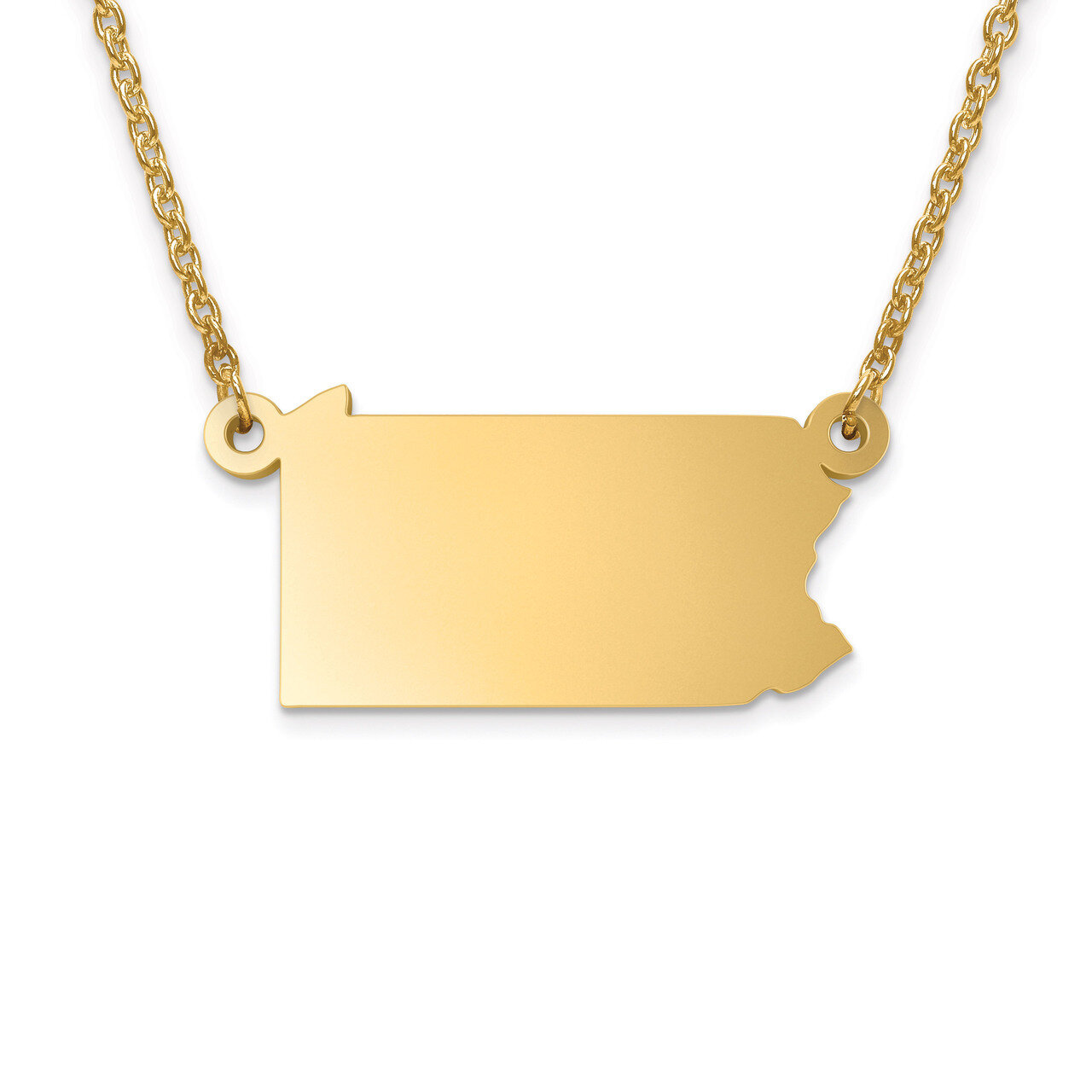Pennsylvania State Pendant with Chain Engravable Gold-plated on Sterling Silver