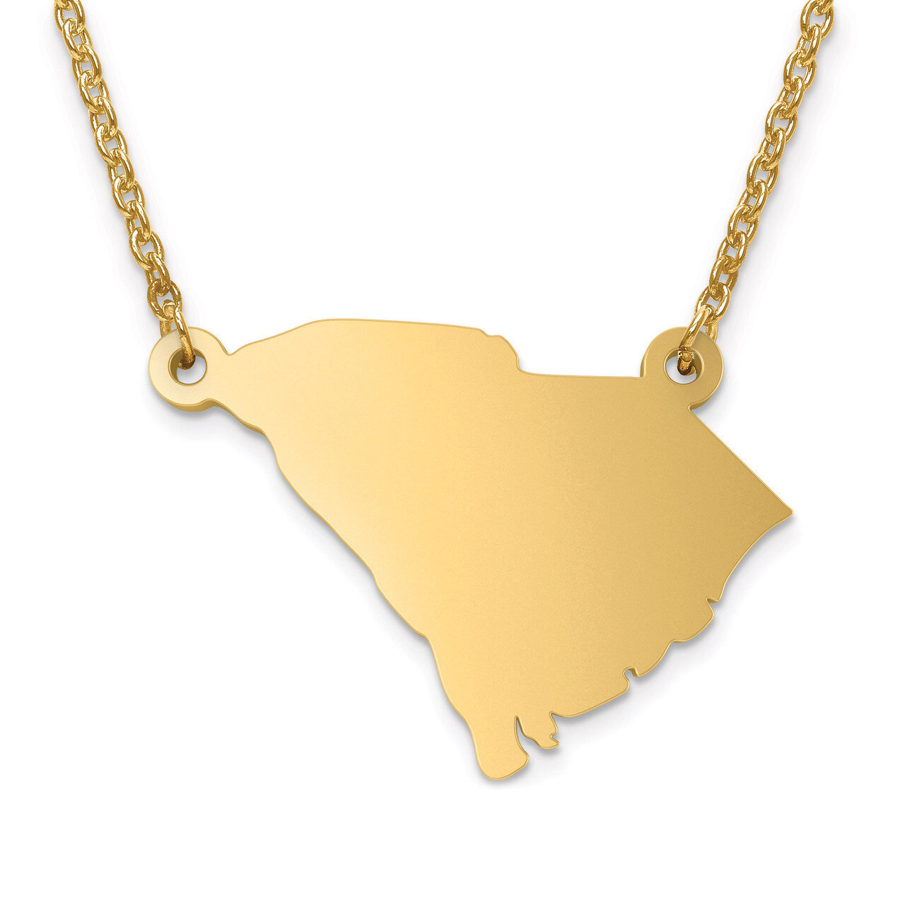 South Carolina State Pendant with Chain Engravable Gold-plated on Sterling Silver, MPN: XNA706GP-SC…