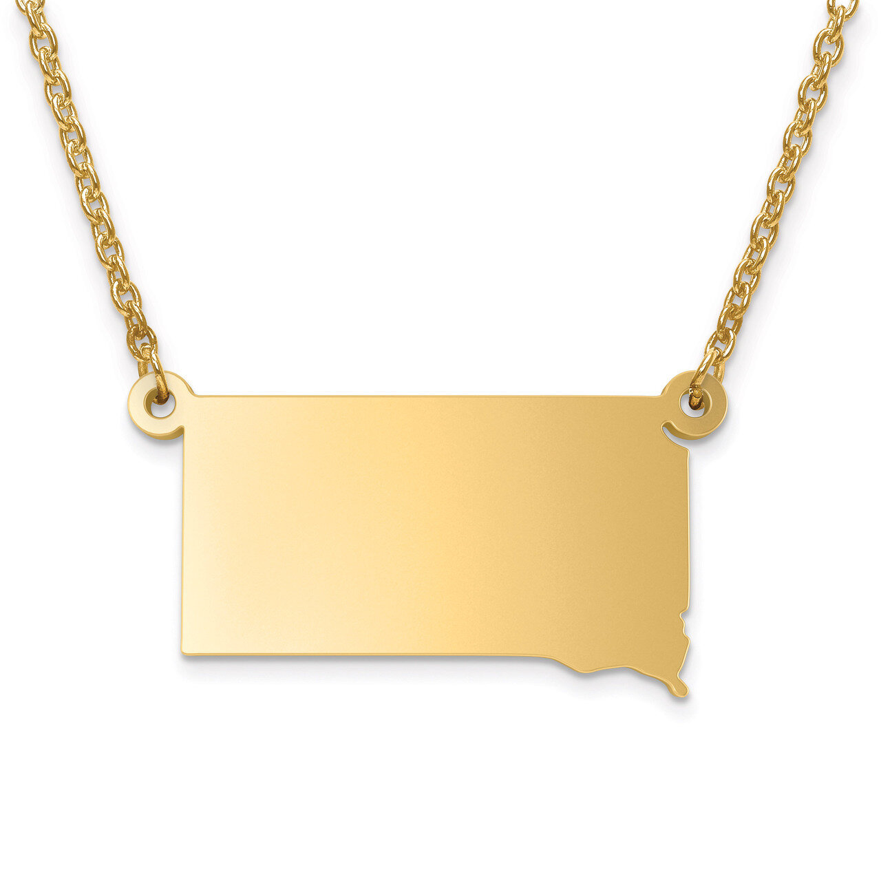 South Dakota State Pendant with Chain Engravable Gold-plated on Sterling Silver