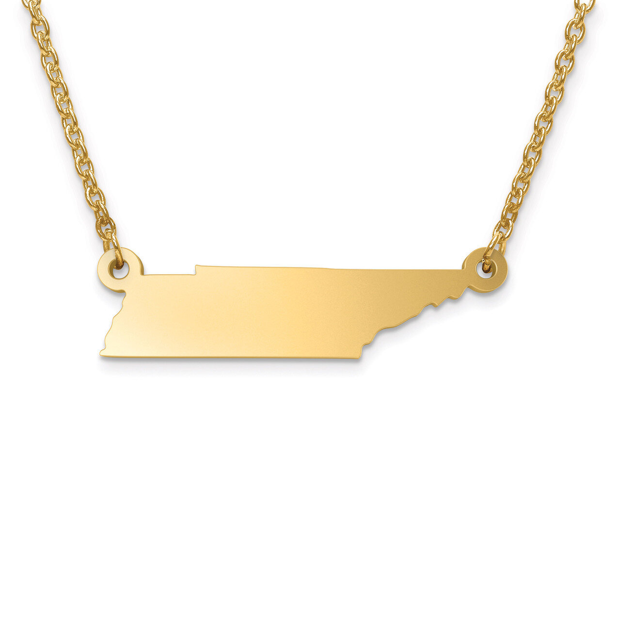 Tennessee State Pendant with Chain Engravable Gold-plated on Sterling Silver