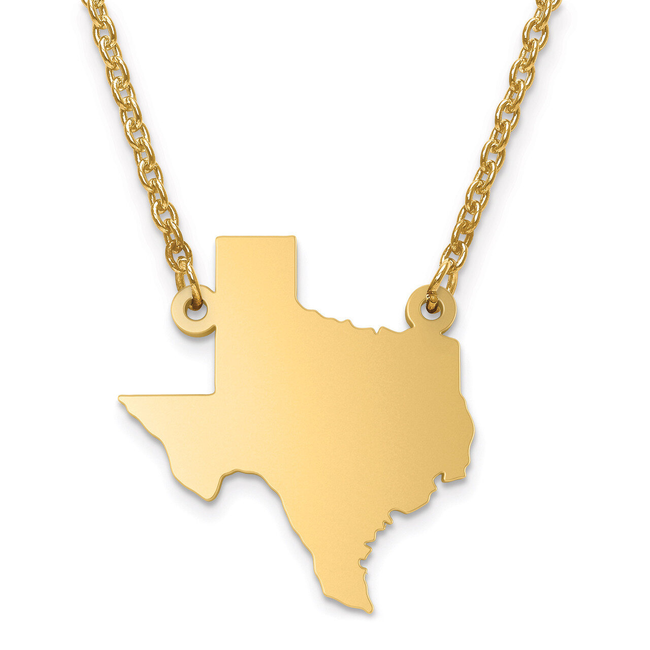 Texas State Pendant with Chain Engravable Gold-plated on Sterling Silver